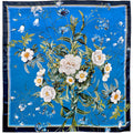 Blue Flower Garden Silketørklæde 90 cm - BLÅ