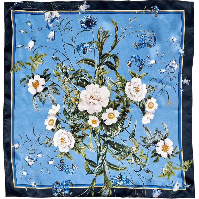 Blue Flower Garden Silketørklæde 50 cm - BLÅ